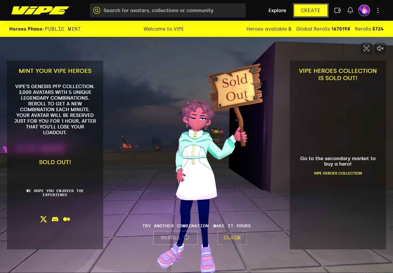 VIPE Reroll Mechanic